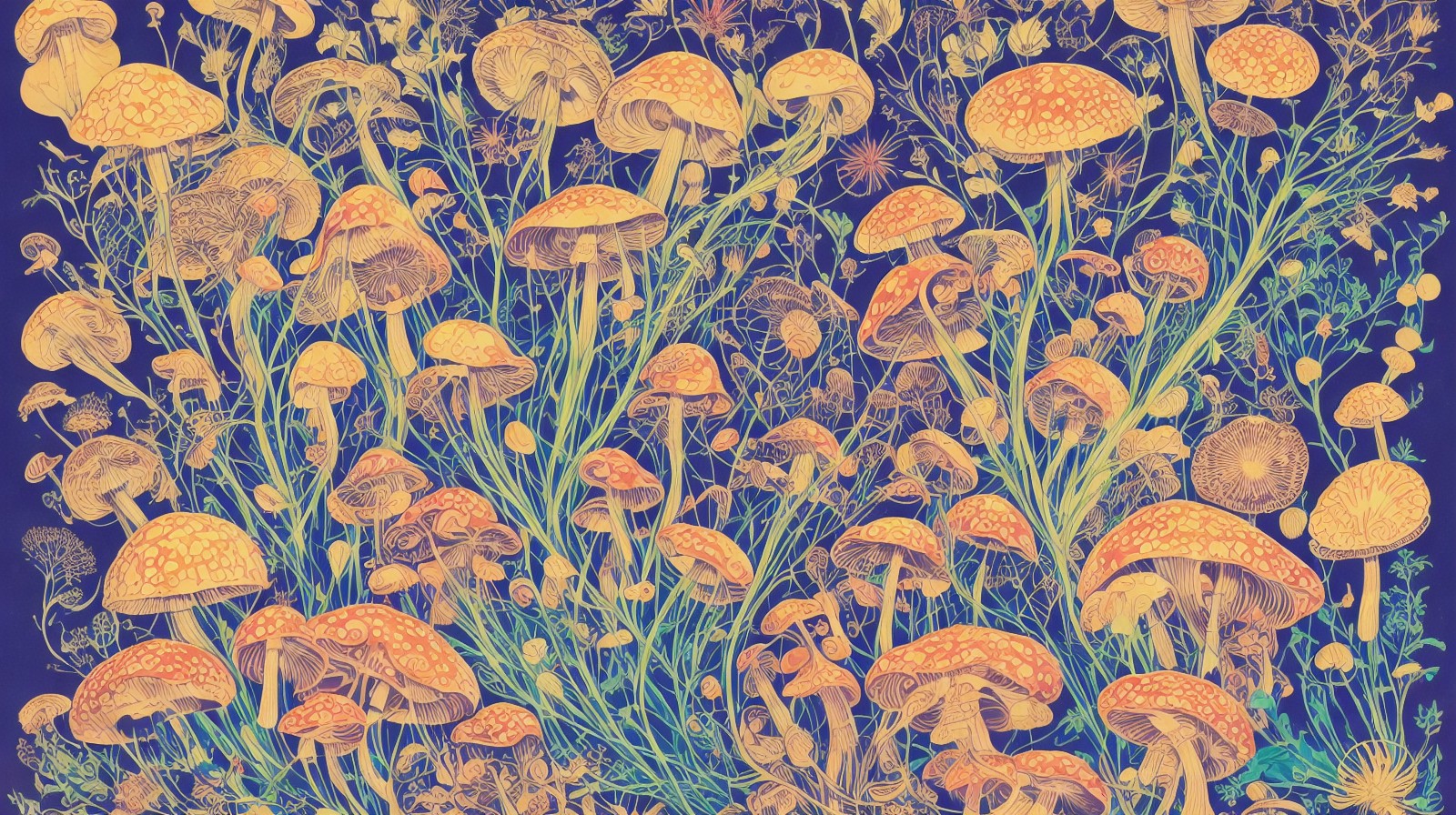 各式各样的蘑菇图案装饰画